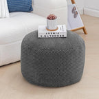 Pouf Ottoman Stuffed High Density Filler Velvet Floor Pouf Round Foot Stool 20 * 12 Inches Ottoman Foot Rest for Living Room, Home Decor (Dark Gray)