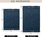 Chenille Throw Blanket for Couch 60"X 80" Twin, Soft Cozy Throws with Fringe Tassel for Bed Sofa Chair Cover, Lightweight Knitted Decorative Boho Blankets for Living Room, Navy Blue