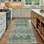 Area Rugs 3'x6' Runner Rug Non Slip Washable for Kitchen Hallway Bedroom Beside Laundry Room Bathroom Rug, Floor Carpet, Dark Green Gray