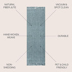JONATHAN Y Handwoven Jute Fringe Light Blue/Gray Runner Rug, 2x10, Pata, Bohemian, Rustic, Cottage, Easy-Cleaning for Living Room, Bedroom, Kitchen, Non-Shedding (NRF103B-210)