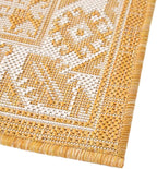 Rugs.com Outdoor Aztec Collection Rug – 8 Ft Runner Yellow Flatweave Rug Perfect for Hallways, Entryways