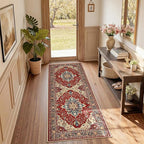 Area Rugs 2'x6' Runner Rug Non Slip Washable for Kitchen Hallway Bedroom Beside Laundry Room Bathroom Rug, Floor Carpet, Red Blue
