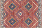 Area Rug 5x8 Rug Machine Washable Non-Slip Low Pile Print Pattern Western Rug for Living Room Bedroom Entryway Tribal Series-Red/Orange