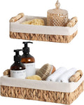 StorageWorks Small Baskets for Organizing, Wicker Bathroom Basket for Toilet Tank Top with Liner, Natural Water Hyacinth, Set of 2