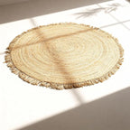 Hand Woven Jute Round Rug, Natural Reversible Boho Area Rugs for Entryway, Kitchen, Living Room I Farmhouse Indoor Outdoor Decorative Floor Rug - 4 Feet, Circular