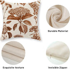 Orange Pillow Covers 20x20 Set of 2 Vintage Boho Floral Hydrangea Herbs Botanical Fall Throw Pillows Fall Outdoor Decoration Pillowcase Linen Farmhouse Cushion Case Decorative for Couch Sofa