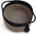 Small Empty Gift Basket to Fill with Handles, Little Cute Woven Baskets for Man, Boys Gifting – Mini Storage Bin for office Desk, Bathroom, Plant Decor with Gift Bag & Ribbon – Black Brown