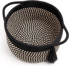 Small Empty Gift Basket to Fill with Handles, Little Cute Woven Baskets for Man, Boys Gifting – Mini Storage Bin for office Desk, Bathroom, Plant Decor with Gift Bag & Ribbon – Black Brown