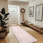 Area Rugs 2'x8' Runner Rug Non Slip Washable for Kitchen Hallway Bedroom Beside Laundry Room Bathroom Rug, Floor Carpet, Pink Greypink Cute