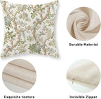 Green Floral Bird Pillow Covers 24x24 Set of 2 Chinoiserie Throw Pillows Green Vintage Flowers Bird Decorative Pillow Cases Outdoor Chinoiserie Decor Farmhouse Cushion Case for Couch Sofa