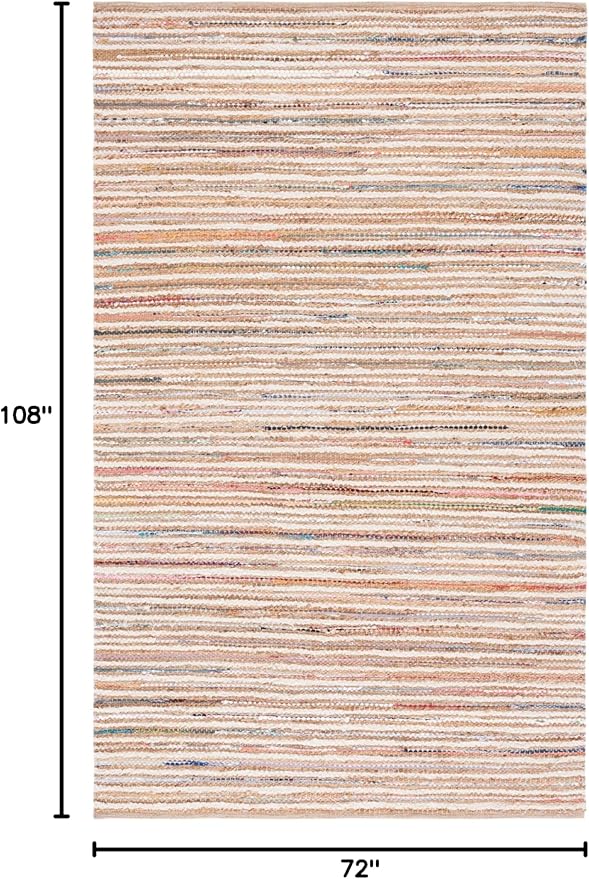 SAFAVIEH Cape Cod Collection Area Rug - 6' x 9', Natural & Rust, Handmade, Braided Design, Ideal for The Living Room, Bedroom, Dining Room (CAP151P-6)