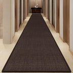 Jute Runner Rug Non Slip Washable, 19ft Rubber Backed Laundry Rugs Laundry Room Runner, Long Hallway Carpet Rug Mat, Deep Brown
