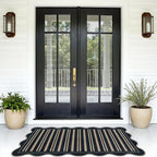 Striped Easy Jute Outdoor Patio Rug, 3x5 Washable Rugs for Entryway Indoor Outdoor Living Room Area Rug, Farmhouse Non Slip Black Carpet for Backyard Bedroom Porch