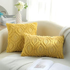 decorUhome Cozy Textured Throw Pillow Covers 20x20 Inch Set of 2, Soft Plush Faux Wool Mustard Yellow Accent Couch Pillow Covers for Modern Farmhouse Sofa Bed Living Room