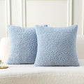 FUTEI Light Blue Throw Pillow Covers 24x24 Inch Set of 2,Furry Faux Fur Teddy Boucle Textured Cushion Covers,Soft Fluffy European Pillow Shams,Home Decor for Couch Bed Living Room Office Car