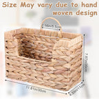 Woven Hanging Magazine Holder Water Hyacinth Storage Basket Wall Mounted Wicker Organizer Boho Modern Farmhouse Book Rack with Handle File Newspaper Mail Holder for Home Office