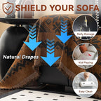 VClife Boho Couch Cover for Christmas 1 Piece Soft Warm Couch Cover for Sectional Sofa, Washable Pumpkin and Black Jacquard 3-Seaters Sofa Covers for Home Office RV 71"x134"
