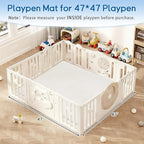 Baby Play Mat for Floor Nursery Rug Muscle Mat Area Rug Playroom Rug 47"x47" Playpen Mat Memory Foam 1.3" Thick Crawling Mat for Babies,Toddlers, Infants, Kids,Cream
