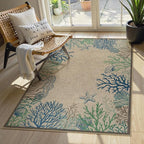 LIVEBOX Modern 3x5 Jute Outdoor Patio Rug, Washable Rugs for Entryway Porch, Coastal Animal Boho Farmhouse Carpet, Non Slip Front Door Mat for Outdoor Indoor Entryway Guestroom Decor (Blue 3'x5')