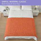 Bigacogo Chunky Knit Throw Blanket for Couch, 40x80 inches, 100% Hand Knitted with Thick Jumbo Chenille Yarn, Cozy Soft Large Rope Knot Cable Crochet Blankets for Sofa Bed Living Room, Terracotta