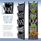Boho Fabric Hanging Planter (3 Sets of 5 Pockets); Vertical Hanging Herb/Flower Planter
