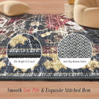 RUGSURE Washable Area Rugs - Perfect for Living Room, Bedroom, Kids Room, Nursery - Stain & Water Resistant Non-Slip, Pet & Child Friendly, Vintage Tribal Area Rugs (Rust, 5' x 7')