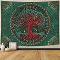 Accnicc Tree of Life Tapestry Green Nature Floral Plant Moon Phase Tapestries for Bedroom Aesthetic Hippie Boho Mandala Celestial Large Tapestry Wall Hanging for Dorm Living Room Decor 80 x 60 Inch