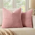MIULEE Blush Pink Decorative Throw Pillow Covers 20x20 Inch for Couch Bed Sofa Valentines Day Pack of 2 Boho Farmhouse Throw Pillows Soft Cross Corduroy Patchwork Textured Cushion Cases