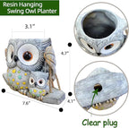 Swing Owl Hanging Planters for Indoor Plants, Cute Small Succulent Pots with Drainage Hole, Unique Resin Plant Hangers Outdoor, Hanging Plant Holder for String Of Pearls, Gift Ideas for Mother