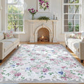 Lahome Vintage Floral 8x10 Rugs for Living Room,Large Boho Washable Rugs,Low Pile Bedroom Rug 8x10 Under Bed Carpet for Nursery Playroom Dining Room Nina (Purple/Grey)