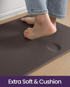 DEXI Kitchen Floor Mats Cushioned Anti Fatigue, 17x59 Narrow Short Standing Runner Rug Waterproof, Comfort Memory Foam Padded for Front Sink Laundry, Brown