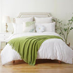 BATTILO HOME Apple Green Throw Blanket for Couch, Soft Chenille Knit Throws with Tassels for Home Decor, Spring Green Throws for Couch Cover, 60"x80"