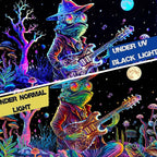 Galoker Blacklight Frog Tapestry Fantasy Neon Mushroom Tapestries UV Reactive Plant Floral Wall Tapestry Galaxy Space Tapestries Wall Hanging for Home Decor(H70.8×W92.5 inches)