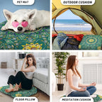 Mandala Meditation Cushion, Boho Meditation Mat, Meditation Pillows for Sitting on Floor, Cushions for Sitting in Home and Outdoor, Square Floor Pillow Cushion Seating for Yoga Accessories 22'' X 22''