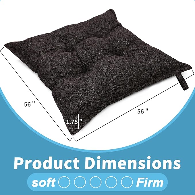SINSOSSO Large Floor Pillows 22", Thickened Bite-Size Memory Foam Square Non-Slip Cushions for Office Back Support/Yoga/Chair Seat, Fashionable Color-Blocked Fabric & Washable, Dark Brown, 2 PCS