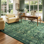 Lessymo Washable Area Rug for Living Room,8x10 Green Large Rugs with Non-Slip Backing,Soft Boho Carpets for Bedroom Dining Room Nursery Home Office