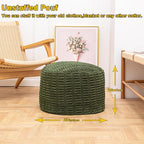 Handmade Unstuffed Ottoman Pouf Cover – Versatile Storage Footstool & Floor Pouf for Living Room, Bedroom, or Wedding Decor | 20" Diameter x 14" Height | Filler Not Included (Green)