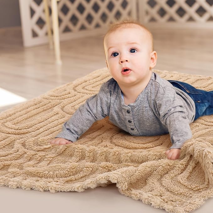 4 Pcs Soft 3D Boho Baby Blanket Unisex Newborn Toddler Receiving Blanket for Crib Stroller Use Nursery, 32" x 24", Gift for Baby Shower Girls Boys (Rainbow)