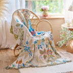 Boho Throw Blanket 60"x80" Floral Twin Bed Blanket with Sunflowers,100% Cotton Soft Breathable Lightweight Spring Decorative Tassel Reversible Blankets for Couch Sofa Decor All Season