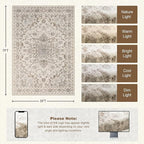 5x7 Area Rugs Living Room Rug: Washable Vintage Distressed Floral Rug No Slip Stain Resistant Soft Carpet Indoor Large Carpets for Bedroom Dining Room Farmhouse Nursery Hallway Home Office Brown Beige