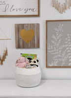 Goodpick Round Cotton Rope Storage Basket for Living Room, Bathroom, Kids' Corner & Shelves, Stores Towels, Cat Toys, Plants, White, 10"D x 8.3"H