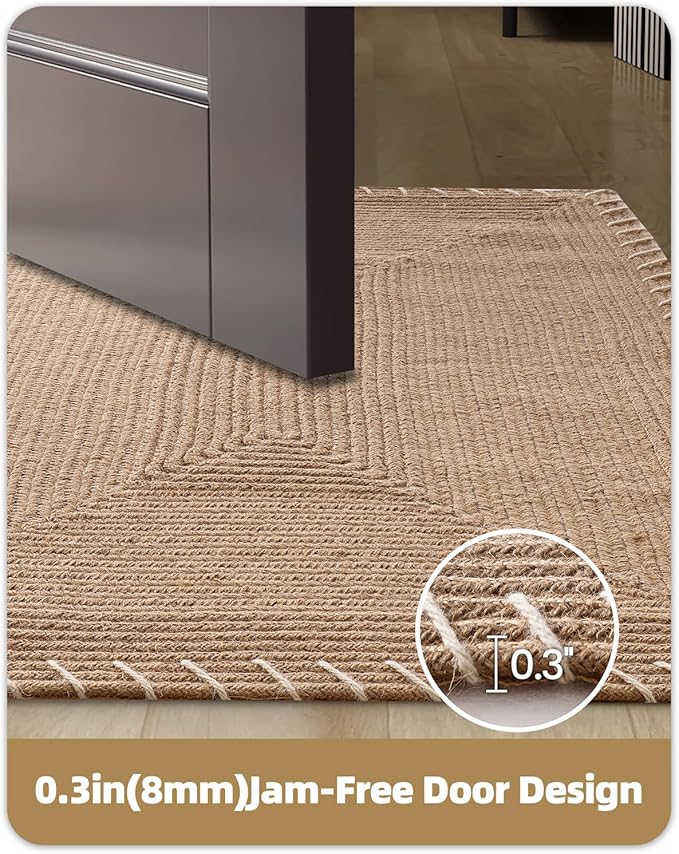 Color&Geometry Handwoven Jute Entry Rug - Natural Textured Front Door Mat 32"x48", Non-Slip Durable & Eco-Friendly Doormat for High-Traffic Entrance, Rustic Farmhouse Welcome Mat, Jute Sand