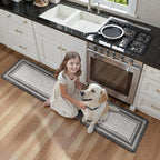 KIMODE Anti Fatigue Kitchen Mats for Floor 2PCS,17"x47"+17"x29" Farmhouse Kitchen Rugs Non Slip Rubber Backing,Waterproof Cushioned Standing Mat for Office,Laundry,Sink,Desk,Grey