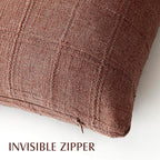 Foindtower Set of 2 Decorative Linen Check Throw Pillow Covers Neutral Farmhouse Vintage Cushion Covers Cozy Modern Boho Home Decor for Sofa Chair Couch Bedroom Living Room,14×36 Inch,Autumnal Red