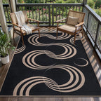 Tangsoo Easy Jute Area Rug,4x6 Washable Thin Outdoor Rug for Patio,Non Slip Rubber Backing Black Indoor Carpet Farmhouse Modern Throw Mat for Front Porch Balcony Living Room Diningroom