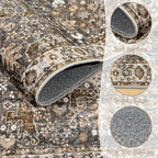 2'x6' Washable Runner Rug Utral Soft Lightweight Vintage Boho Distressed Non-Slip Backing,Low Pile Stain Resistant Farmhouse Rug for High-Traffic Hallway, Kitchen & Laundry
