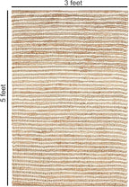FRELISH DECOR Wool and Jute Premium Handwoven Chunky Stripes Rug - Contemporary Throw Rug for Bedroom Entryway Kitchen (3' x 5' - Natural Ivory)