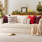 MIULEE Pack of 2 Christmas Pillow Covers 20x20 Inch Burgundy Red Farmhouse Decorative Throw Pillow Covers with Stitched Edge Soft Chenille Solid Dyed Couch Pillow Covers for Sofa Bed Living Room