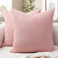 Softalker Throw Pillow Covers 20x20 Inch, Set of 2, Soft Corduroy Boho Stripe Decorative Pillow Cover, Couch Fluffy Pillow Cover for Farmhouse Home Decor Bed Living Room, Pink