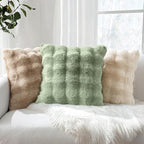 MIULEE Faux Fur Pillow Covers Thick Soft Plush Lumbar Throw Pillows Luxury Spring Home Decor for Couch Bed Bedroom Living Room Sofa,12x20 Inch Pack of 2 Sage Green